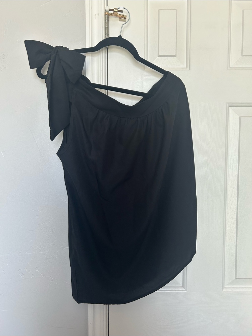 Black Women's Satin Asymmetrical top with Side Tie